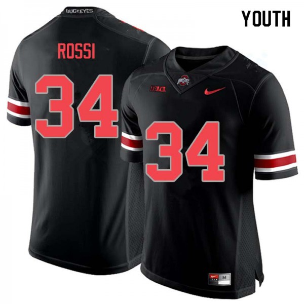 Ohio State Buckeyes #34 Mitch Rossi Youth Stitched Jersey Blackout OSU74482